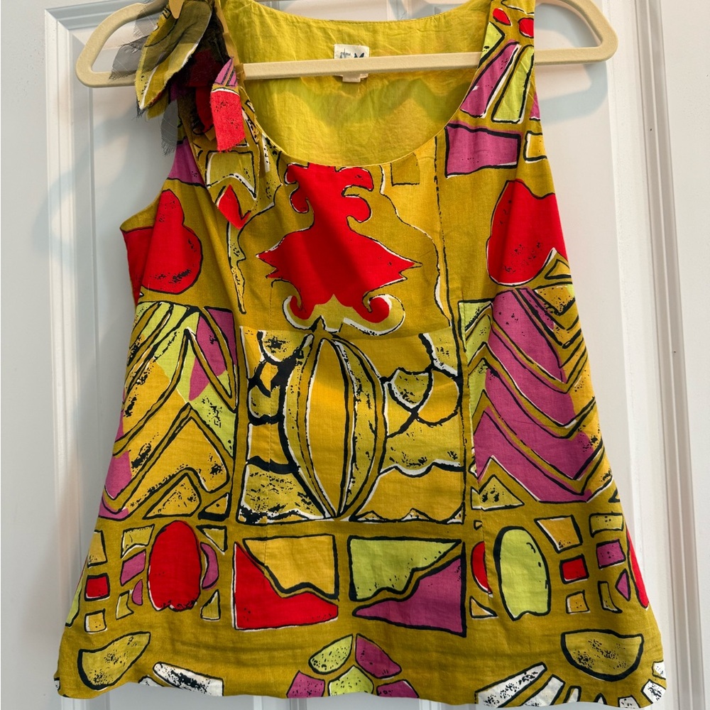 Anthropologie Esme & Esyllte Vibrant Abstract Women's Sleeveless Top, EUC, 2